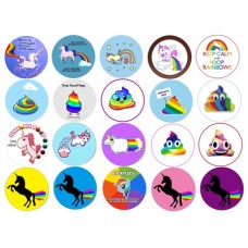 TUnic20Z Caketoppers funny unicorn farting rainbows din zahar decupate cu diametrul de 5cm